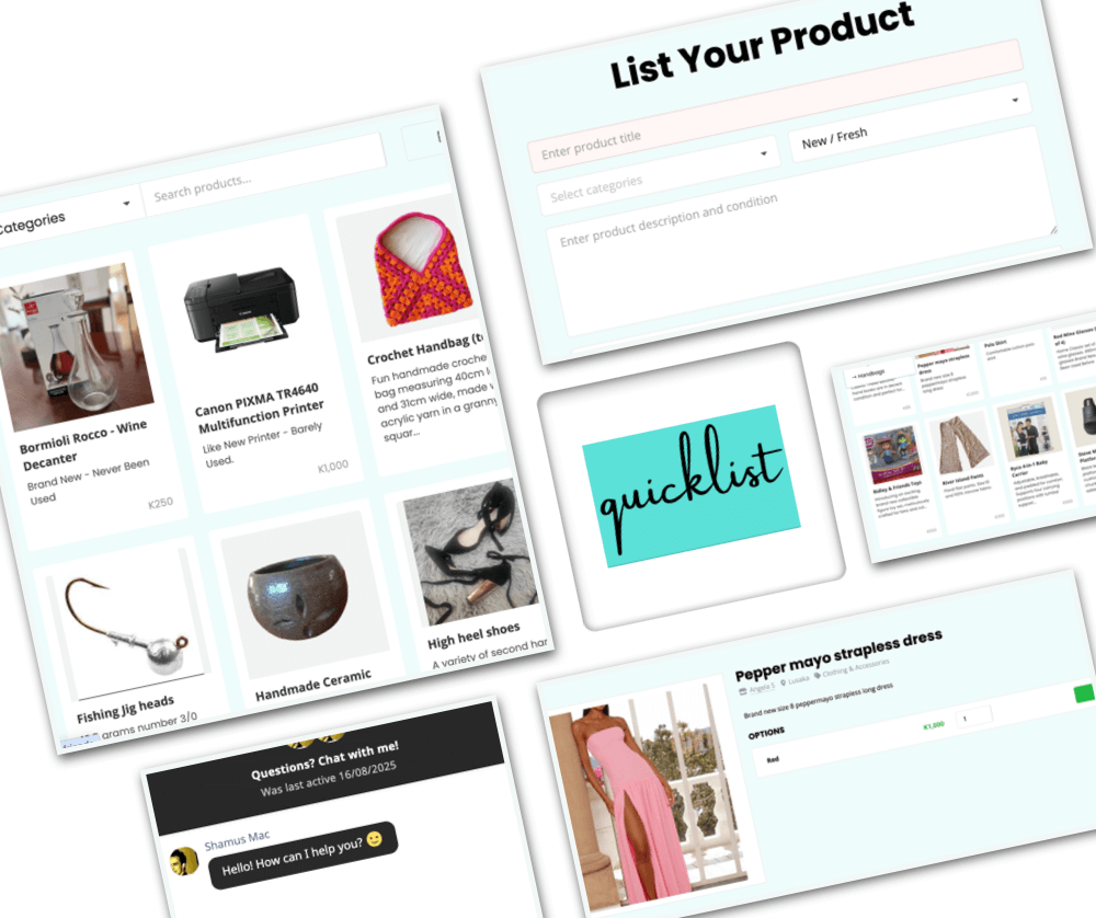 Quicklist marketplace website
